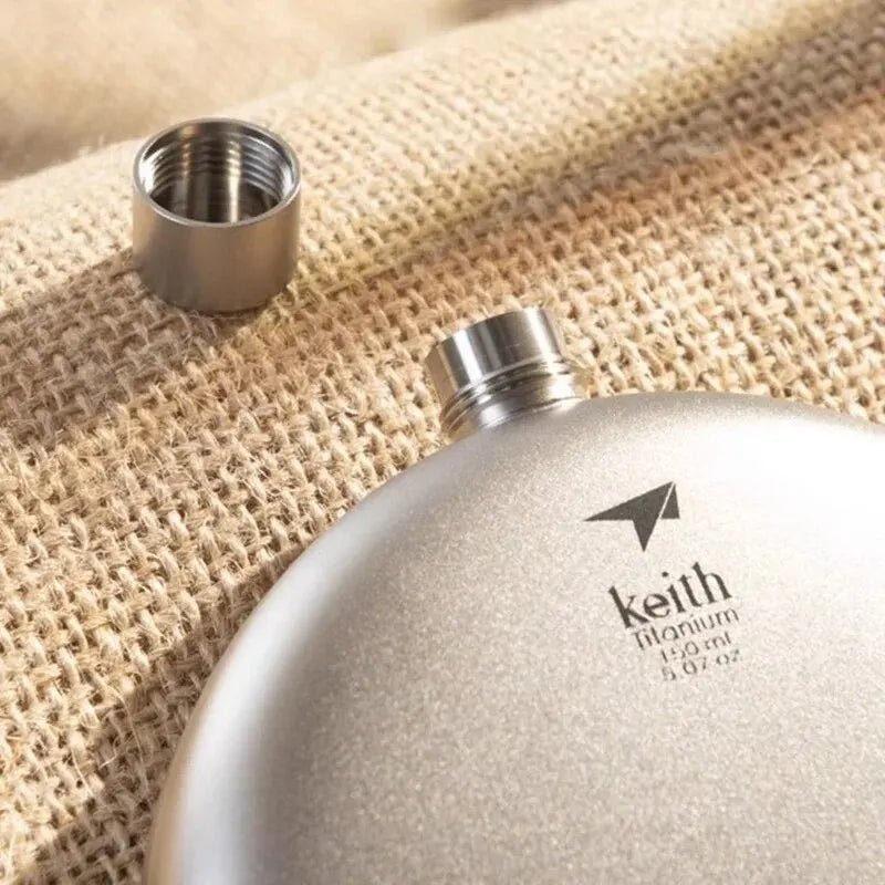 Pure Titanium Portable Hip Flask by Keith - 150ml (5.1oz) - ULT Gear