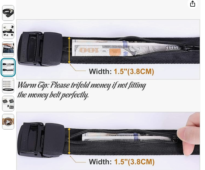 Hidden Pocket Travel Belt